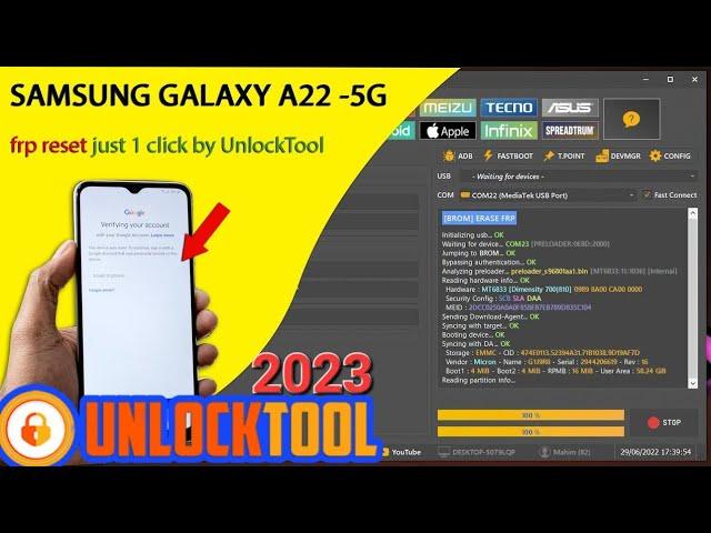 Samsung A22 5G FRP Bypass Unlock tool 2023 Samsung A226b Google account Remove Samsung A22 5G️‍