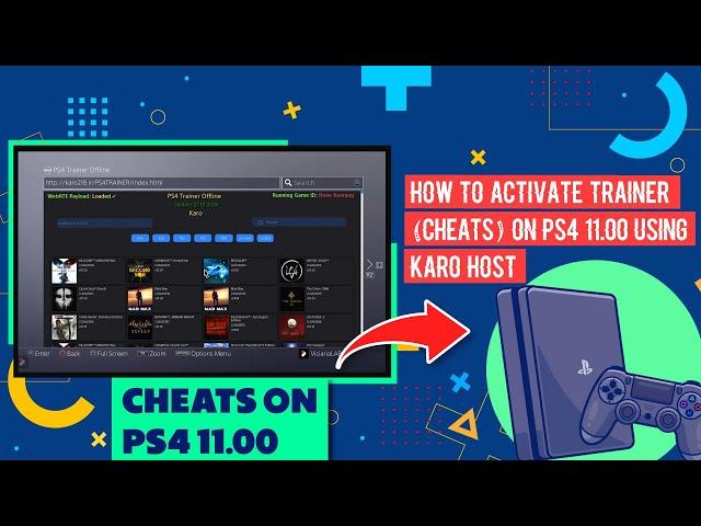 How to Activate Trainer (Cheats) On PS4 11.00 Using Karo Host | PS4 Cheats