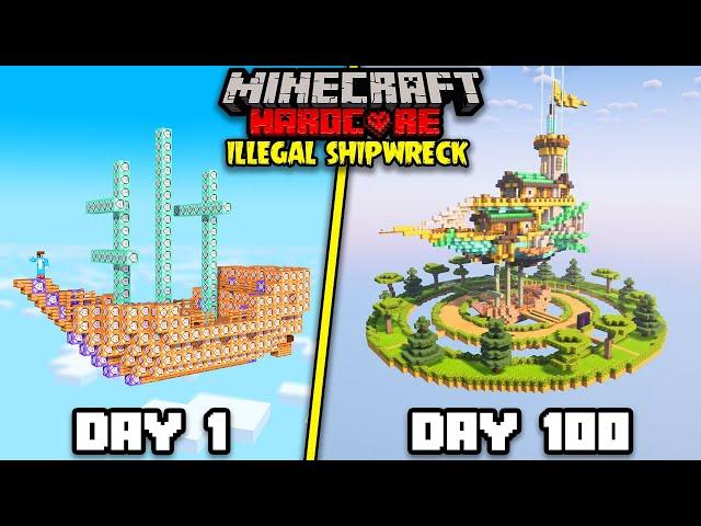 I Survived 100 Days On ILLEGAL Shipwreck in Minecraft Hardcore