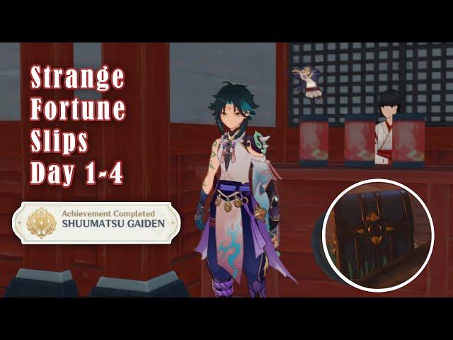 Strange Fortune Slips | Day 1-4 | Prequest of Very Special Fortune Slip |Hidden Quest Genshin Impact