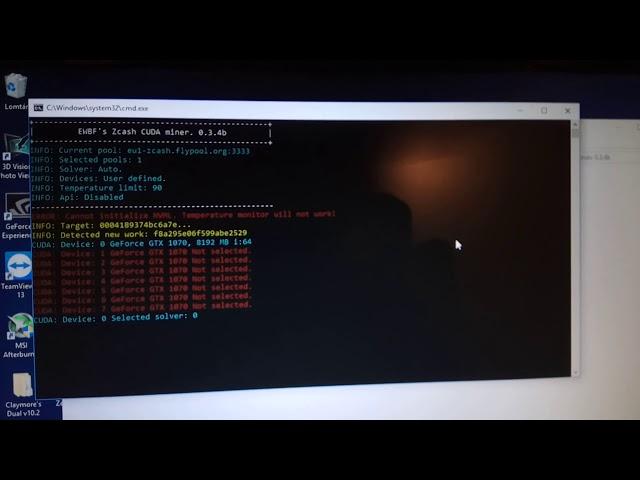 Zcash mining hasrate gtx 1070 NVML Error Cannot Get temperature