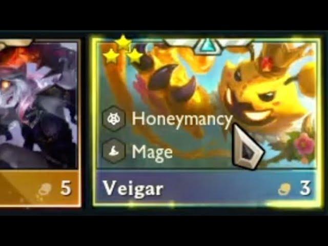 I can't believe I hit 7 Honeymancy Radiant Blue Buff Veigar 3 Star in my first game of TFT Set 12.