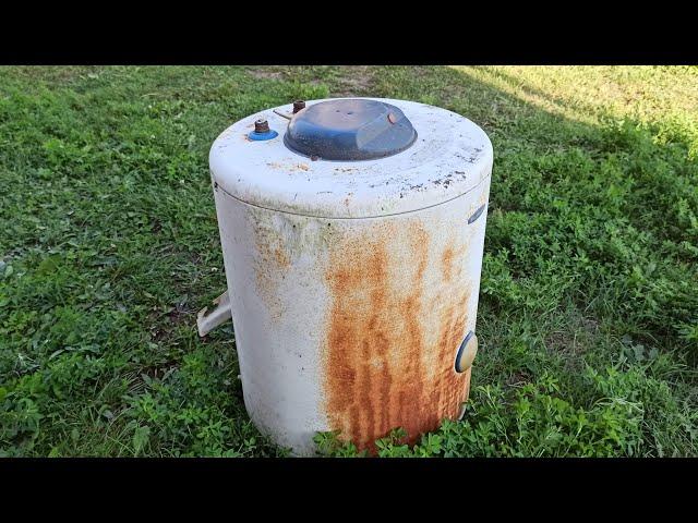 DON'T THROW AWAY THE OLD WATER HEATER!!! I made a GORGEOUS HOMEMADE thing out of it!!!