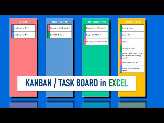 STEP by STEP Easy to do Task Board/Kanban  in EXCEL | No VBA or complex Formula  | Simple Design