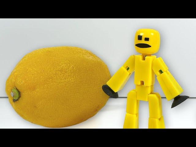 Stikbot eats a lemon and dies from sourness