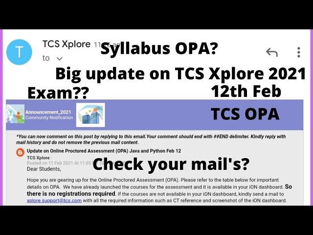 TCS Xplore 2021 || TCS Online Proctored Assessment || Feb 12 || Exam || Syllabus & Questions