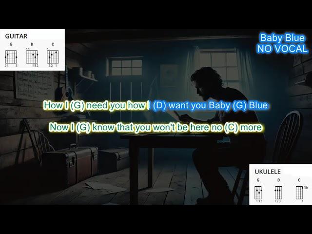 Baby Blue NO VOCAL (no capo) play along with scrolling guitar chords and lyrics