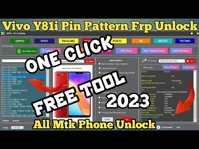 Vivo y81i pin pattern password frp unlock | one click | free tool 2023