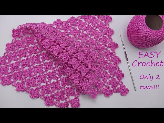 Обалденный УЗОР КРЮЧКОМ всего 2 ряда!!!  легкое ВЯЗАНИЕ для новичков EASY Crochet for beginners