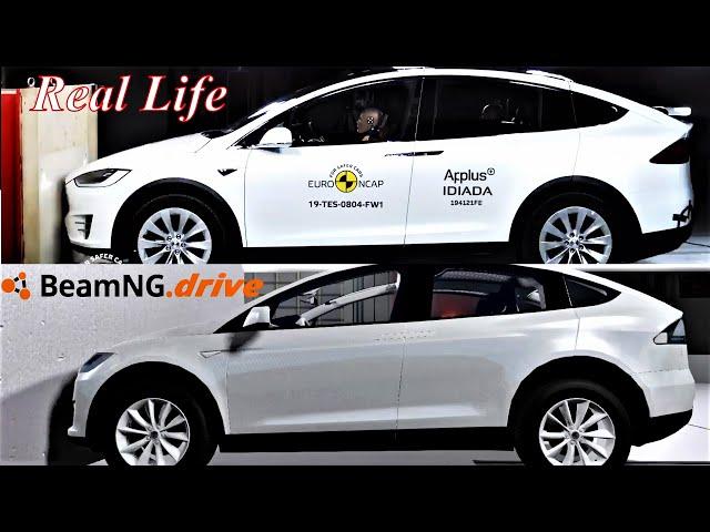 Tesla model X Crash test | Beamng drive vs Real life