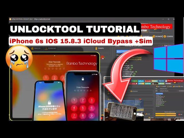 IPhone 6s iOS 15.8.3 ICloud Bypass with Sim working 100% By UnlockTool, ICloud Locked to owner FREE