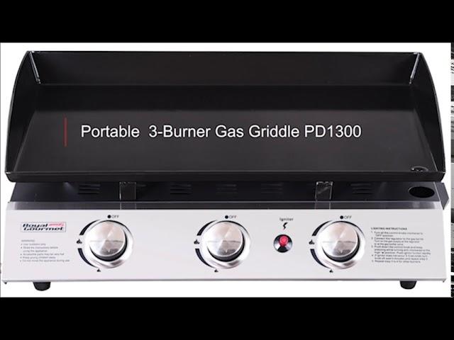 RoyalGourmet PD1300 Portable 3-Burner Propane Gas Grill Griddle