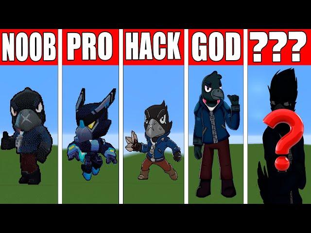 Pixel art (NOOB vs PRO vs HACKER vs GOD) brawl stars CROW in minecraft