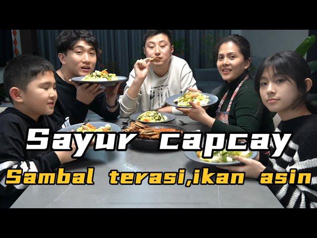 MASAK CAPCAY+SAMBE TERASI BUAT KELUARGA KECIL KU,MEREKA BARU TAU JAGUNG KECIL BISA BUAT BIKIN SAYUR