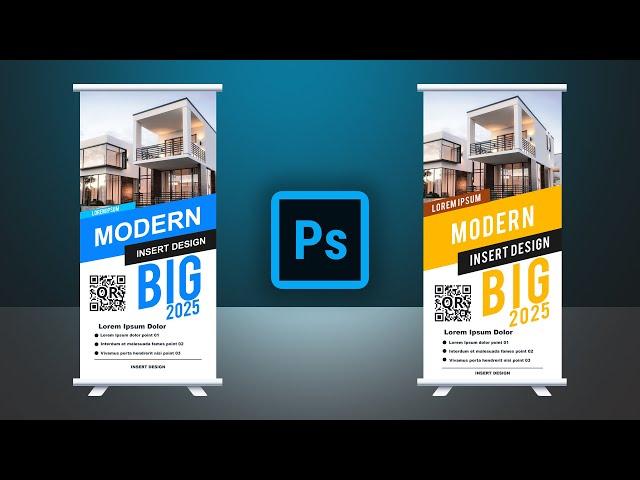 How To Design Professional Roll Up Banner | Photoshop Tutorial