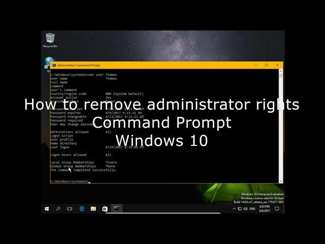 How to remove administrator rights Command Prompt Windows 10