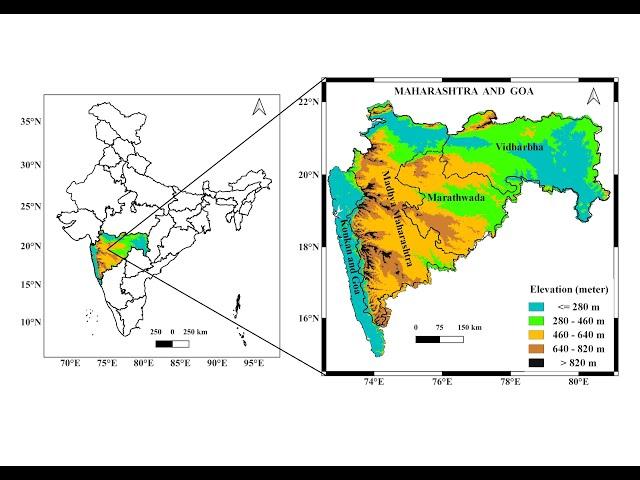 Study Area map with topography using QGIS tool.