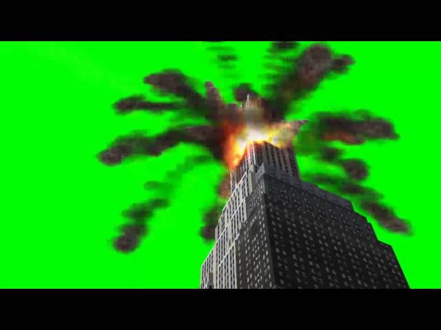 meteor hits skyscraper  - green screen effects - free use