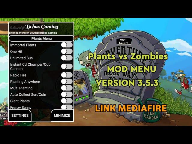 Plants vs Zombies Mod Menu Version 3.5.3 | Link Mediafire | No Key