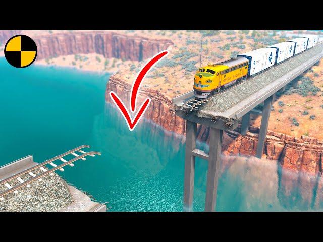 Trains vs Broken Bridge  BeamNG.Drive