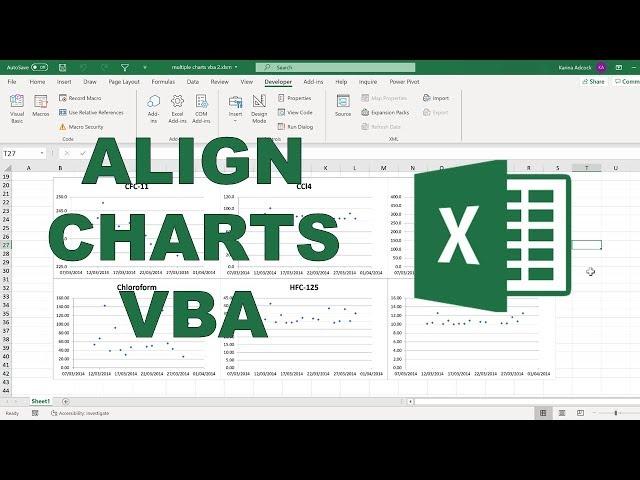 How to align charts in a grid in excel using vba