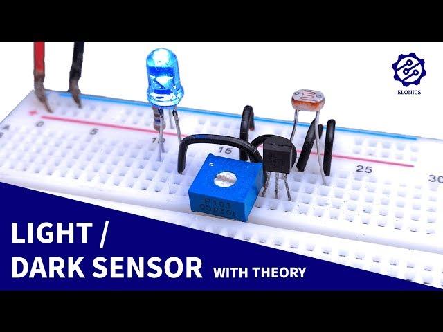 Light Sensor circuit on Breadboard + Darkness Detector | LDR & Transistor Projects