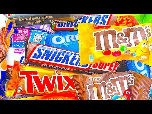 New! Opening A LOT OF CANDY Snickers, Oreo, Milka, Twix, Mars, M&M's, Bounty, Choco Boy, ASMR Video