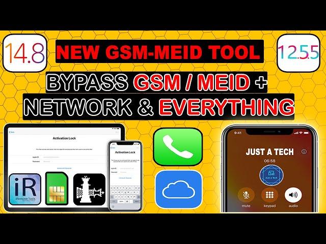 GSM/MEID Sim/Calls/Network| iCloud Bypass Meid With Sim/Signal Fix iOS 14.8/12.5.5|iRemove Meid Tool