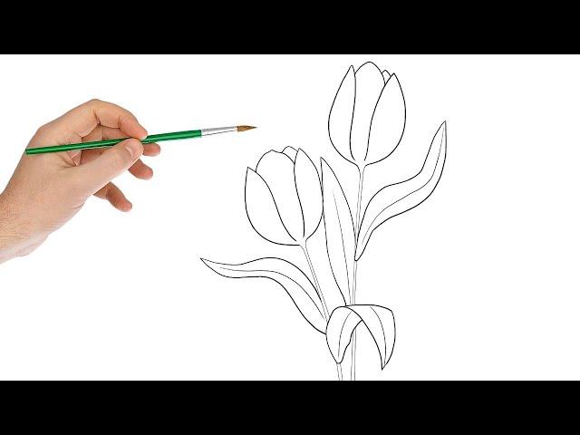 Como Desenhar flores Tulipa passo a passo