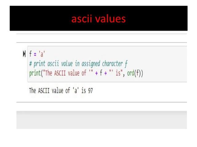 python program to find ascii value