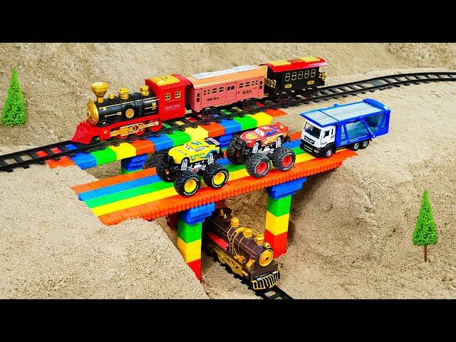 diy tractor mini truck to making modern concrete road & lego bridge construction science project