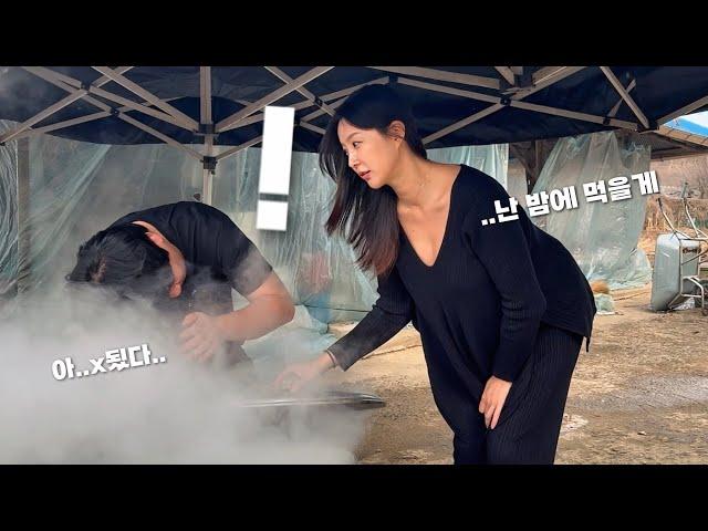 시어머니가 몸보신⁉️시켜준다니까 29금 드립치는 시골집 며느리|장작불 가마솥에 만든 오리백숙에 인삼 전복 문어 먹은 남편은 오늘밤 야식!!|비내리는날 시골먹방 브이로그