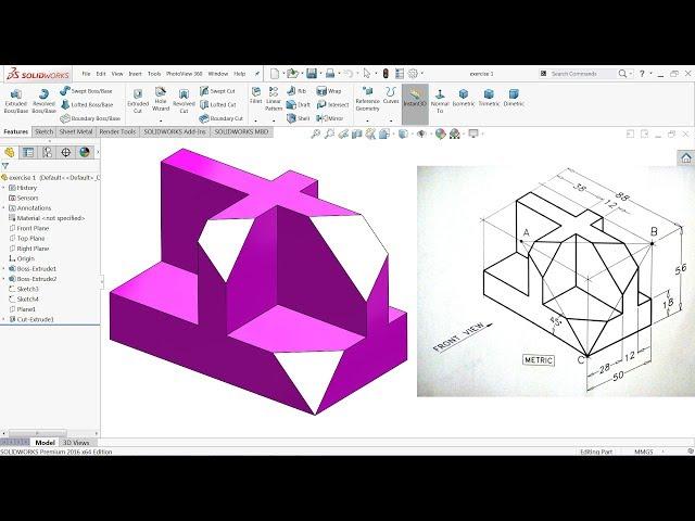 SolidWorks Tutorial for beginners Exercise 1