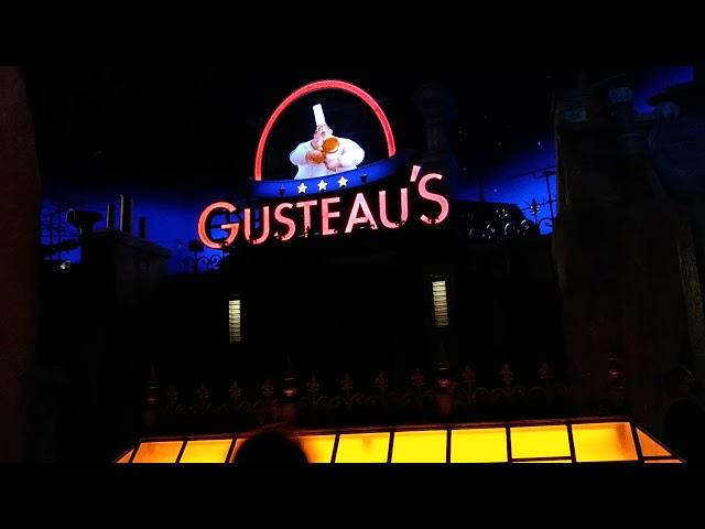 Epcot's Ratatouille attraction - Gusteau's animated sign in queue