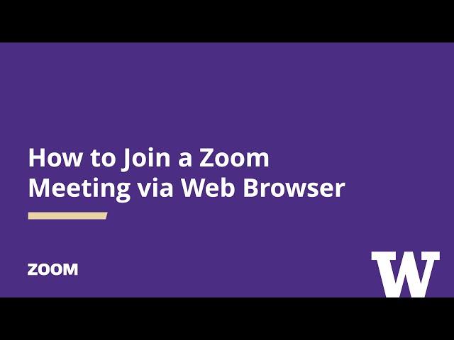 Zoom: How to Join Meeting via Web Browser