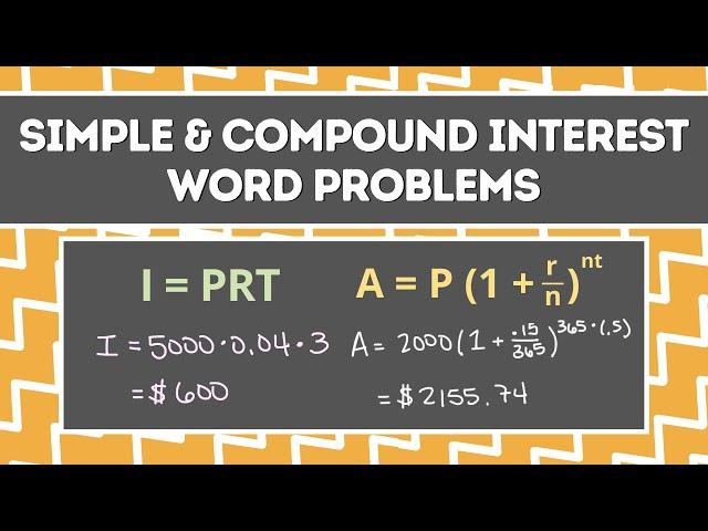 Simple and Compound Interest Problems Explained | Algebra 2