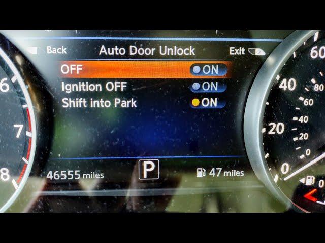 How to change the Automatic UNLOCK settings. Make it unlock when in PARK. Nissan Murano