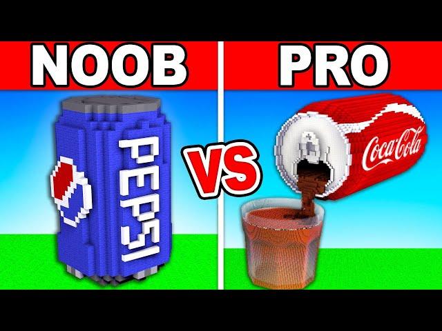 NOOB vs PRO: PEPSI VS COKE HOUSE BUILD CHALLENGE in Minecraft