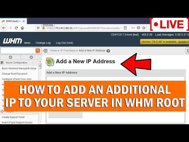 [LIVE] How to add an additional IP to your server in WHM root?