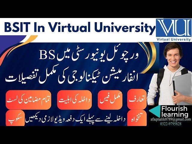 BSIT VU/ Virtual University of Pakistan Admission 2024/BS Information Technology/BSIT Scope Pakistan