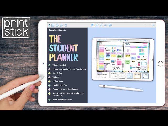 Digital Student Planner | Print Stick Planner Bundle | GoodNotes