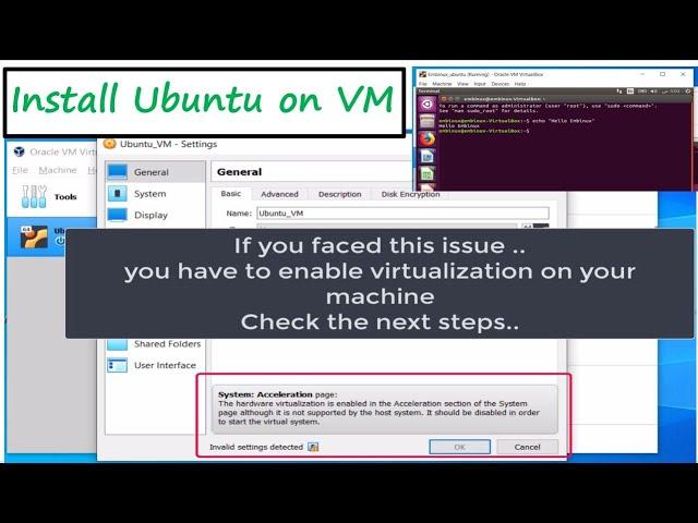 3- Install Ubuntu on Virtual Machine and  enable the virtualization  [عربي]