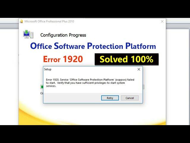 How to FIX | Error 1920 | Office Software Protection Plateform Failed to Start | MS Office 10