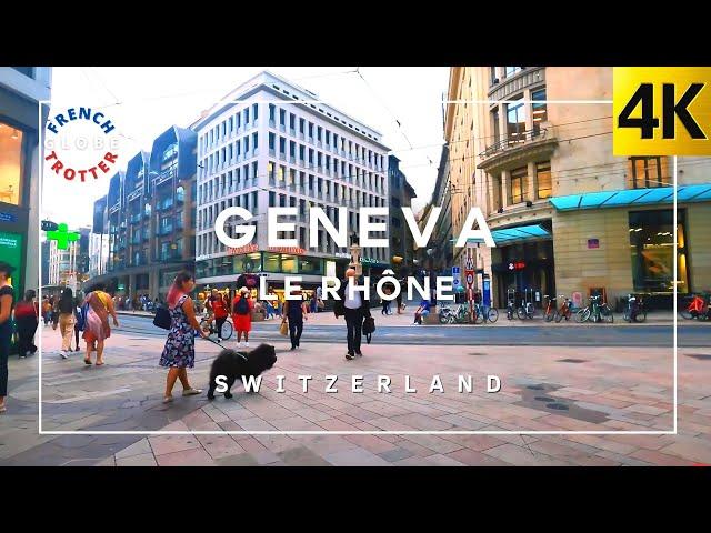 GENEVA City Centre walk around [4K] SWITZERLAND 2022Gare Train Station — Le Rhône — Place de Neuve