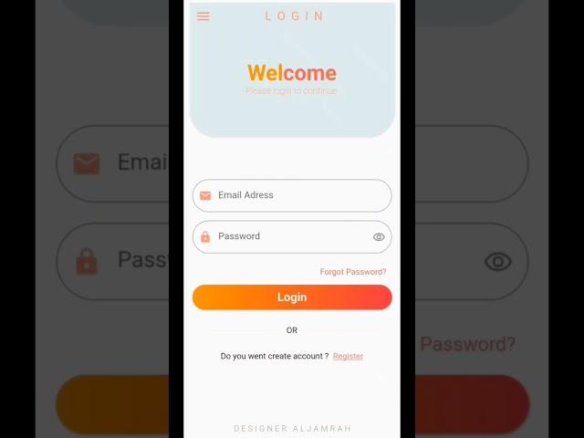 Flutter UI interface Login and sign up