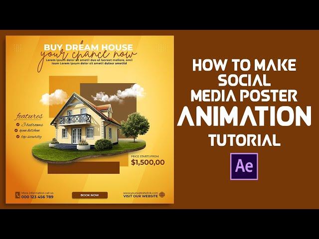 Motion graphic social media poster in after effects Tutorial