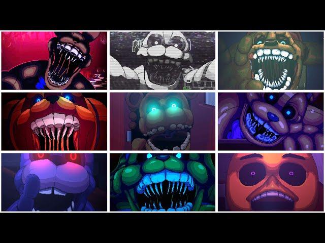 FNAF Into The Pit ALL JUMPSCARES