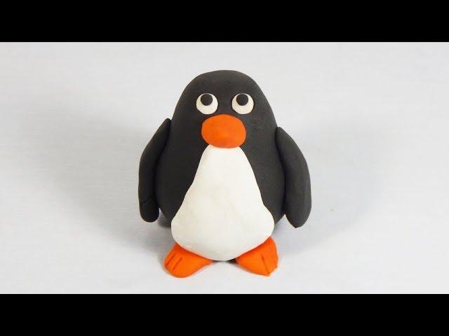 Cómo hacer un pingüino de  plastilina paso a paso fácil, explicado, arcilla polimérica