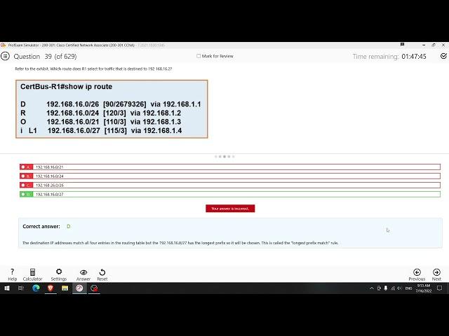 Cisco Certified Network Associate (200-301) - CCNA - Exam Simulation