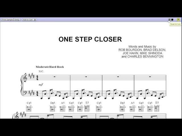 One Step Closer by Linkin Park - Piano Sheet Music:Teaser